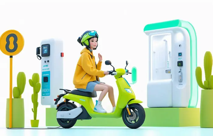 Modern 3D Design of Scooter Charging Station Futuristic Illustration